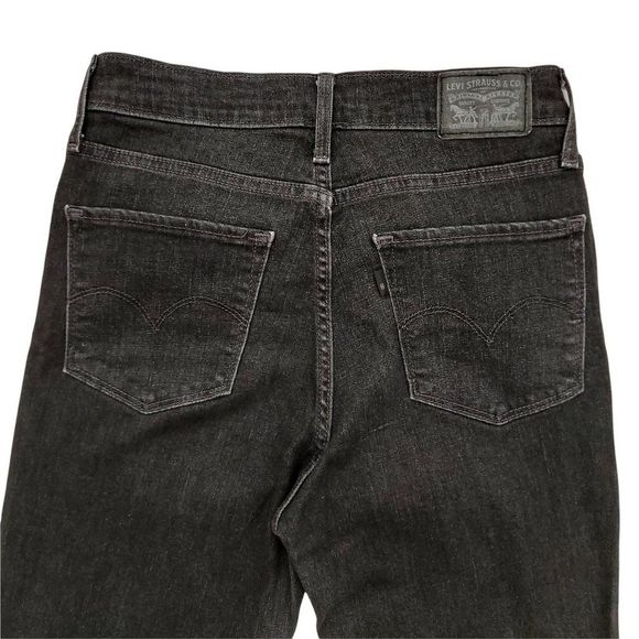 Levi's 724 Womens High Rise Straight Jeans 28 Black Distressed Stretch Denim - Picture 5 of 8